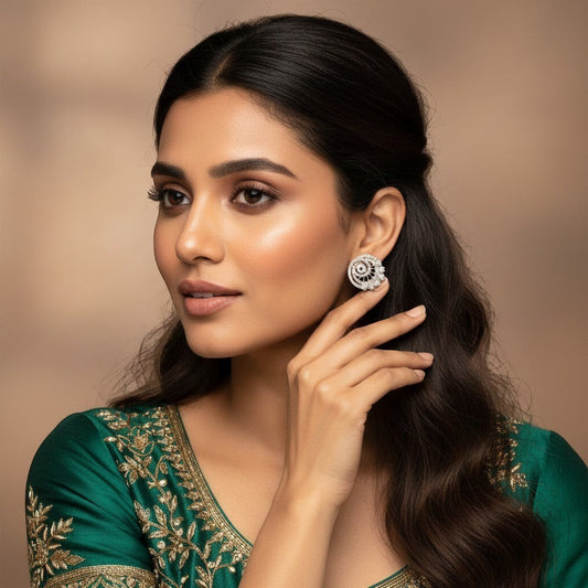 Spiral AD Stud Earrings | Gold & Silver Polish