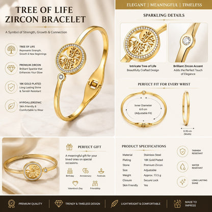 Elegant Tree of Life Bracelet | Anti Tarnish 18K Gold Plated