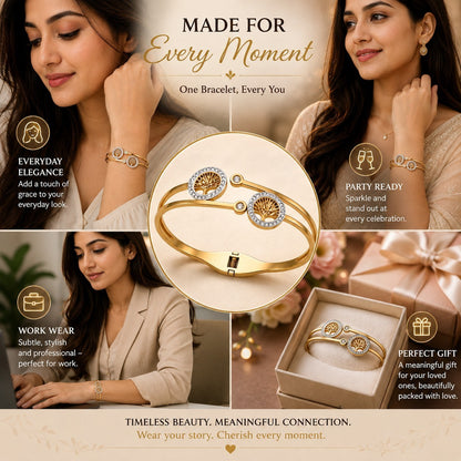 Tree Of Life Hinged Bracelet | Anti Tarnish  18K Gold Plated