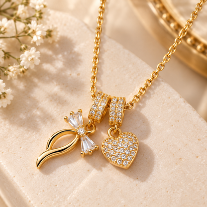 Elegant Decorative Heart Pendant Necklace with Delicate Chain