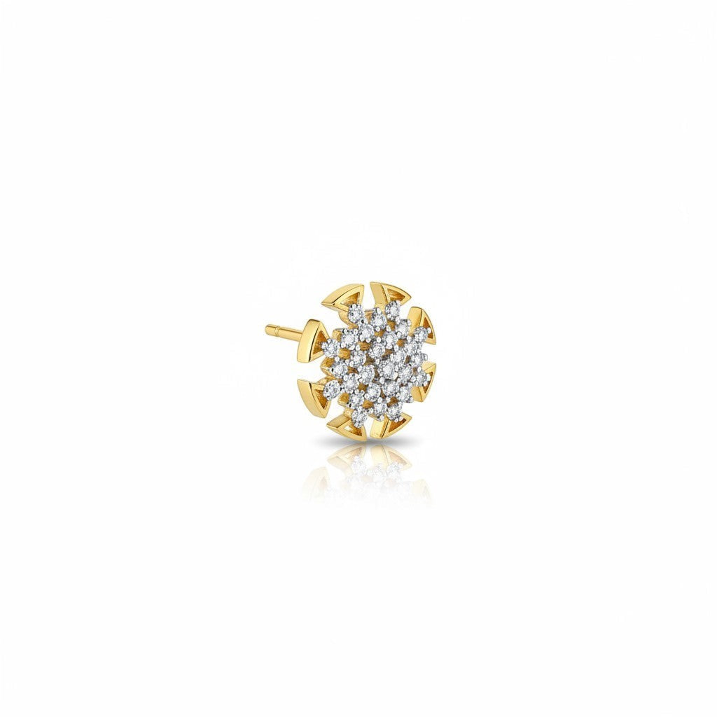 AVIRI gold-tone stud earrings with clear cubic zirconia in a starburst design.
