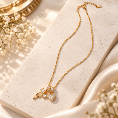 Elegant Decorative Heart Pendant Necklace with Delicate Chain