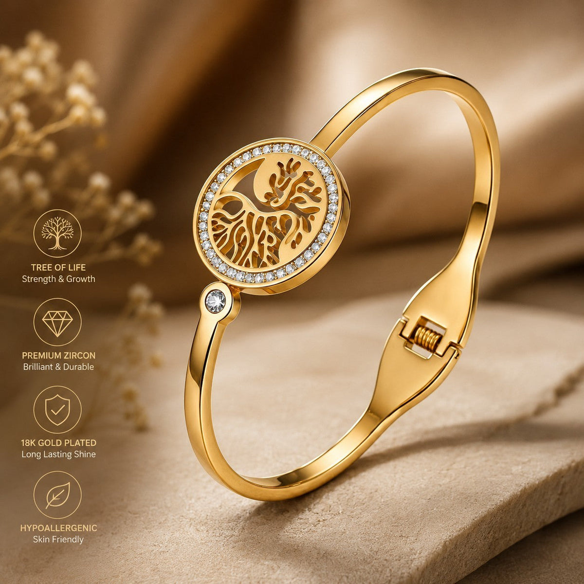Elegant Tree of Life Bracelet | Anti Tarnish 18K Gold Plated